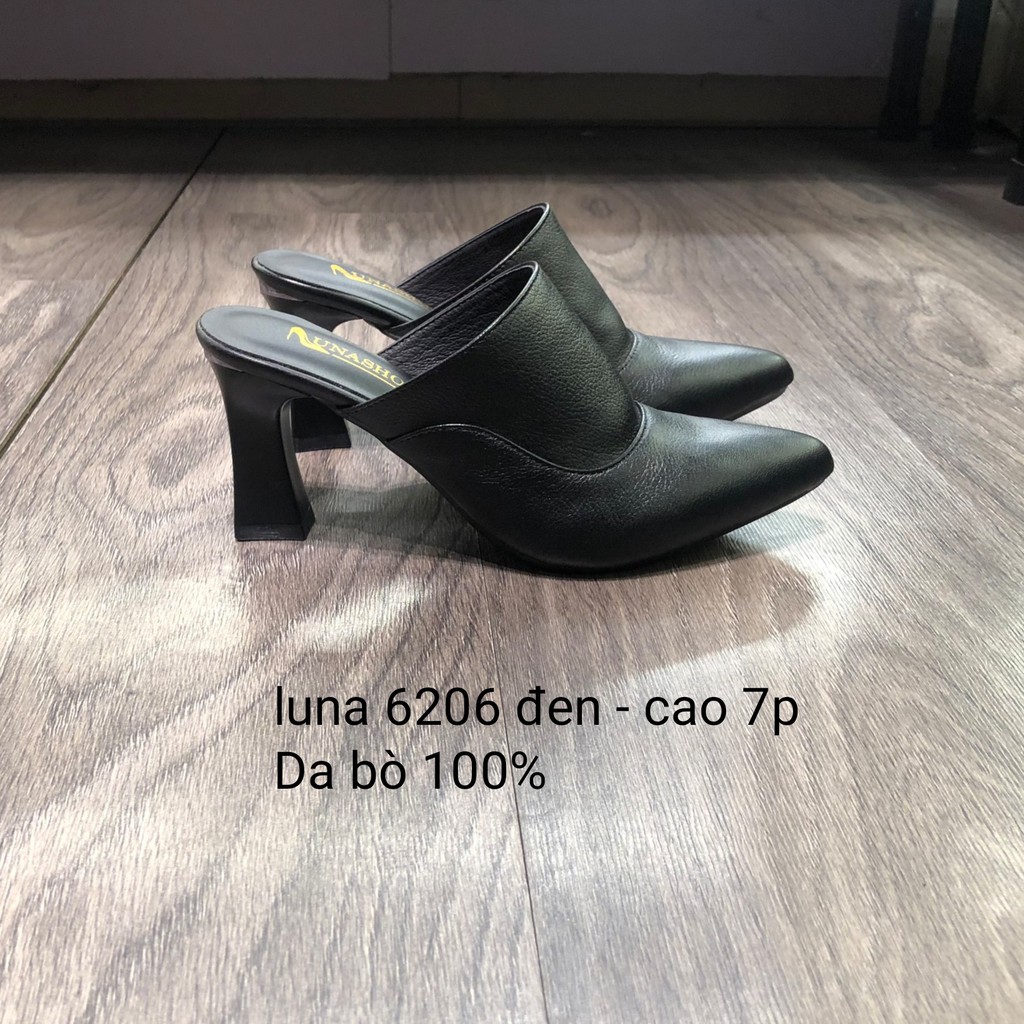 Giày Cao Gót Sục Nữ Da Bò 100% 7p Lunashoes (6206) cao cấp sẵn hàng giầy trung niên nữ