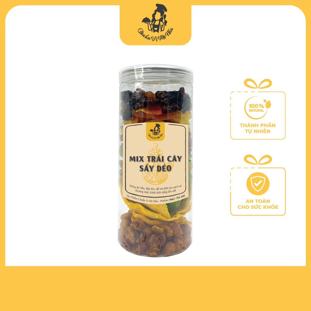 Thập cẩm hỗn hợp 10 trái cây sấy dẻo không đường việt quất kiwi nho táo vải nhãn mít xoài chanh dây CHUẨN VỊ MẸ NẤU 600g