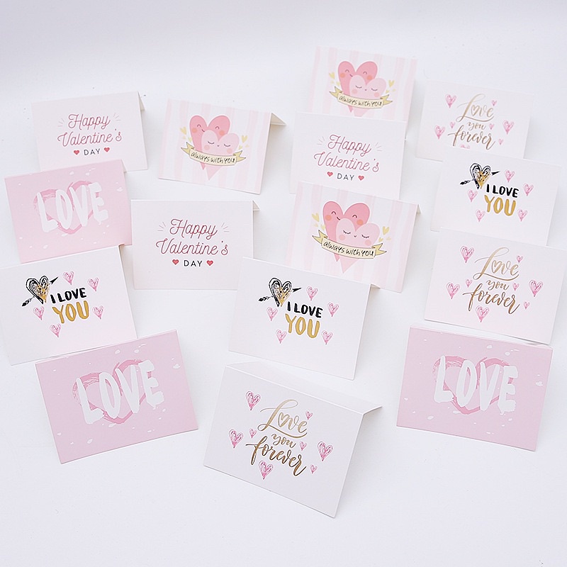 Thiệp Giấy Valentine’ Day, Thiệp Tình Yêu, Thiệp Cho Vào Giỏ Quà Kích Thước Gập Đôi 7x9,5cm