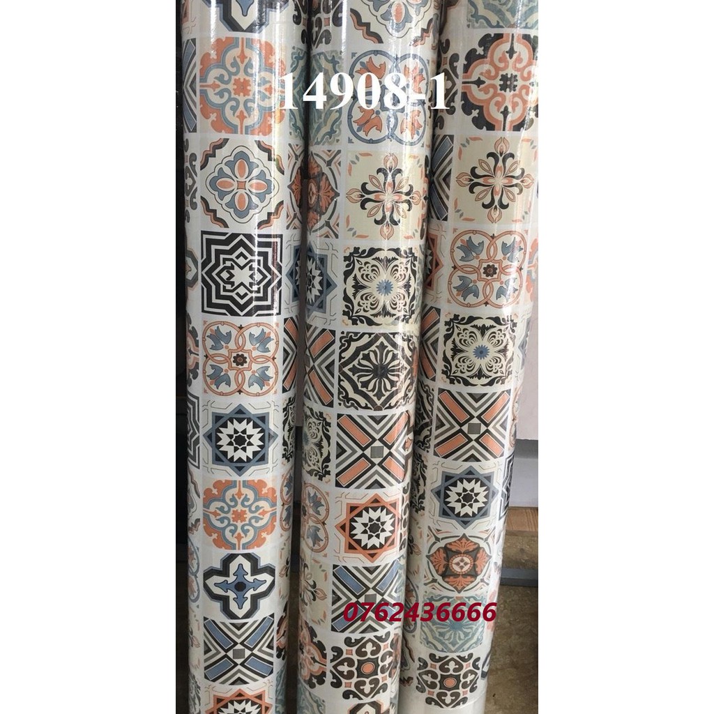 Decal gạch bông giấy dán tường dán kính có keo bóc dán