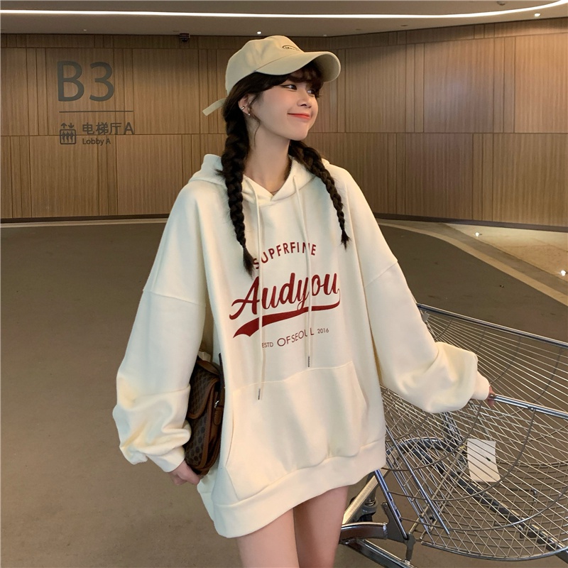 ZHELIHANGFEI Áo Hoodie Tay Dài Họa Tiết In Theo Phong Cách Preppy