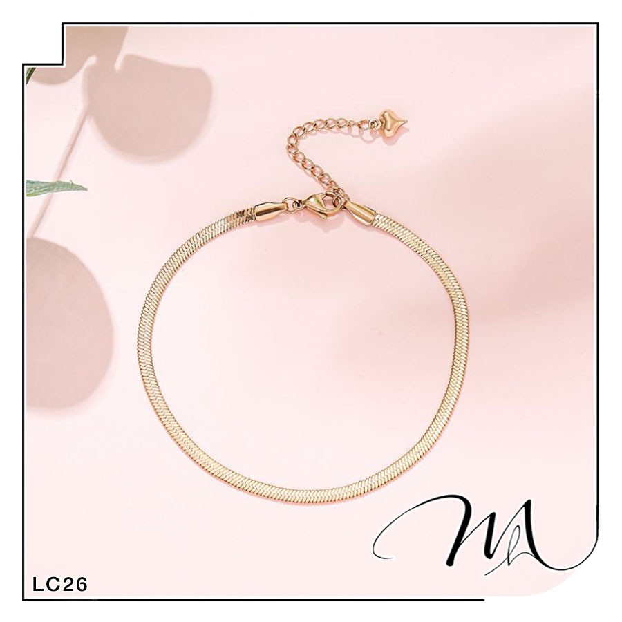 Lắc chân nữ Titan không gỉ dây mì trơn cá tính - Măng’s House LC26