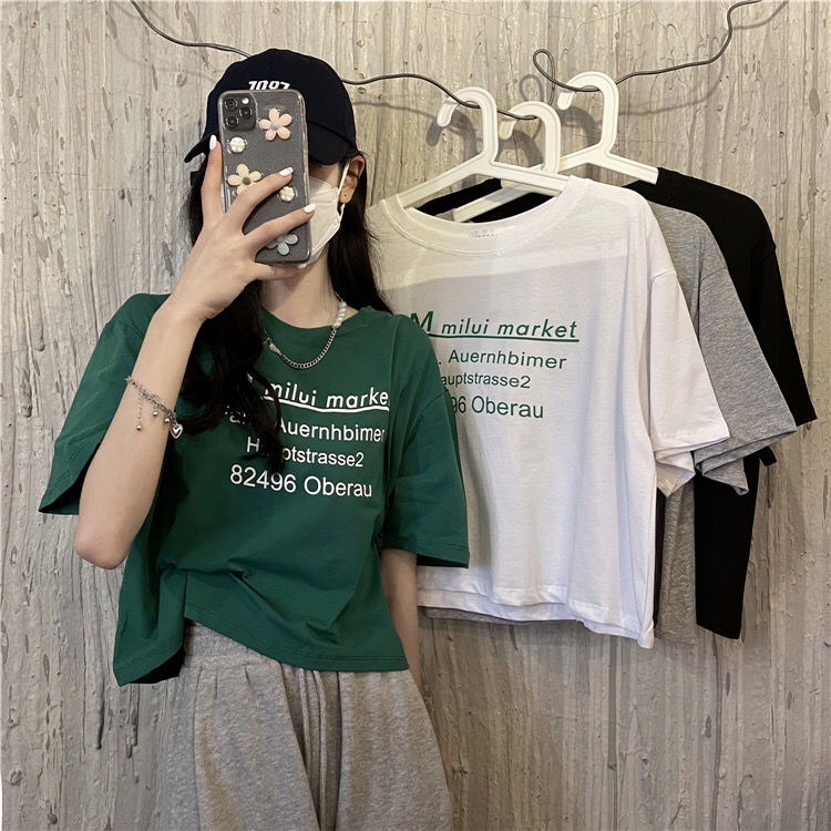 Áo thun COZOKC tay ngắn dáng rộng in chữ trẻ trung năng động hợp thời trang Hàn Quốc