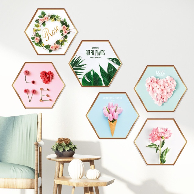 Decal trang trí tường - Combo 2 tấm tranh bắc âu và chậu cây