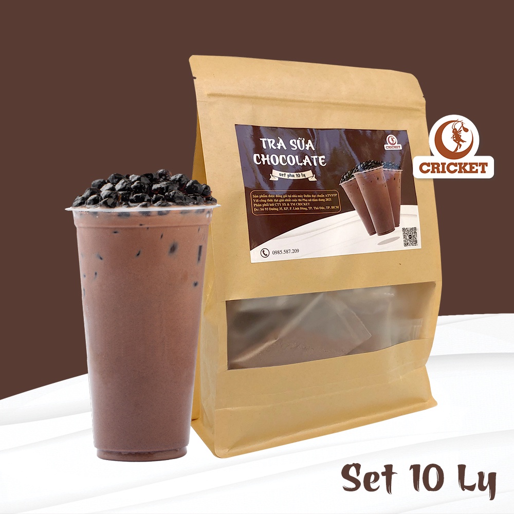 Set Trà Sữa Chocolate Cricket Pha 10 Ly - thơm ngon tiện lợi, thích hợp dùng cá nhân, mời bạn bè