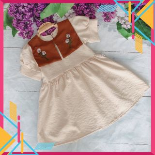 Váy đầm bé gái màu be vintage