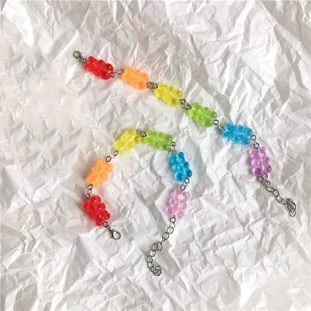 Vòng tay dây xích mặt hình chú gấu trong suốt đáng yêu