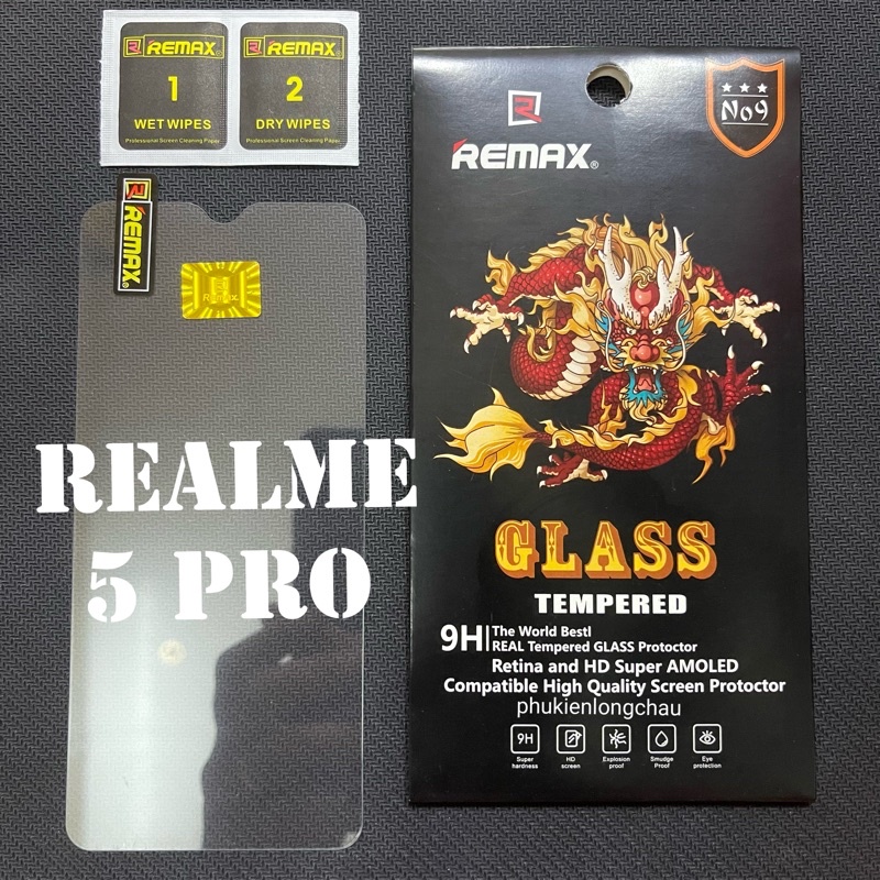 (R3)Miếng Dán Cường Lực Realme 5 Pro Trong Suốt Chính Hãng Remax