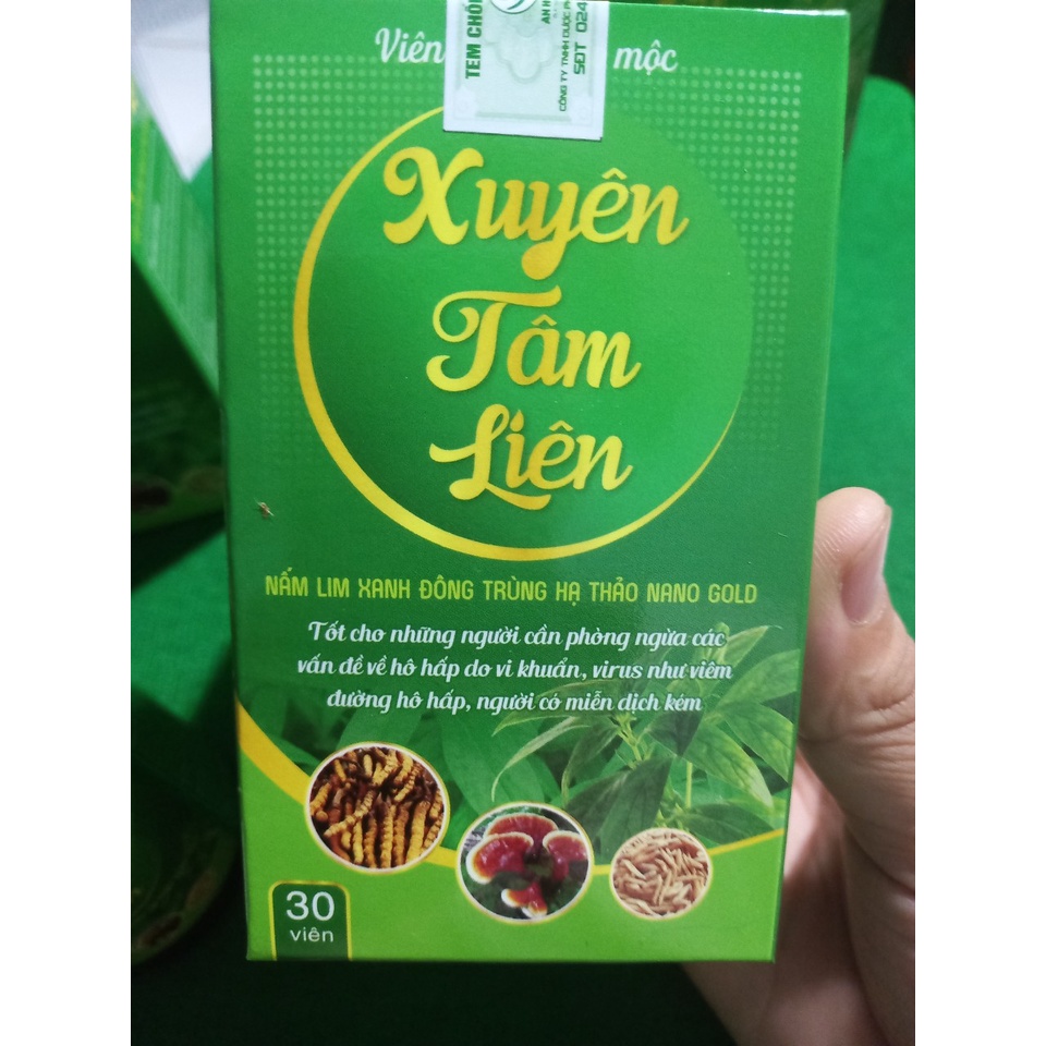 Viên uống thảo mộc XUYÊN TÂM LIÊN NẤM LINH XANH NANO GOLD ( hộp 30 viên)