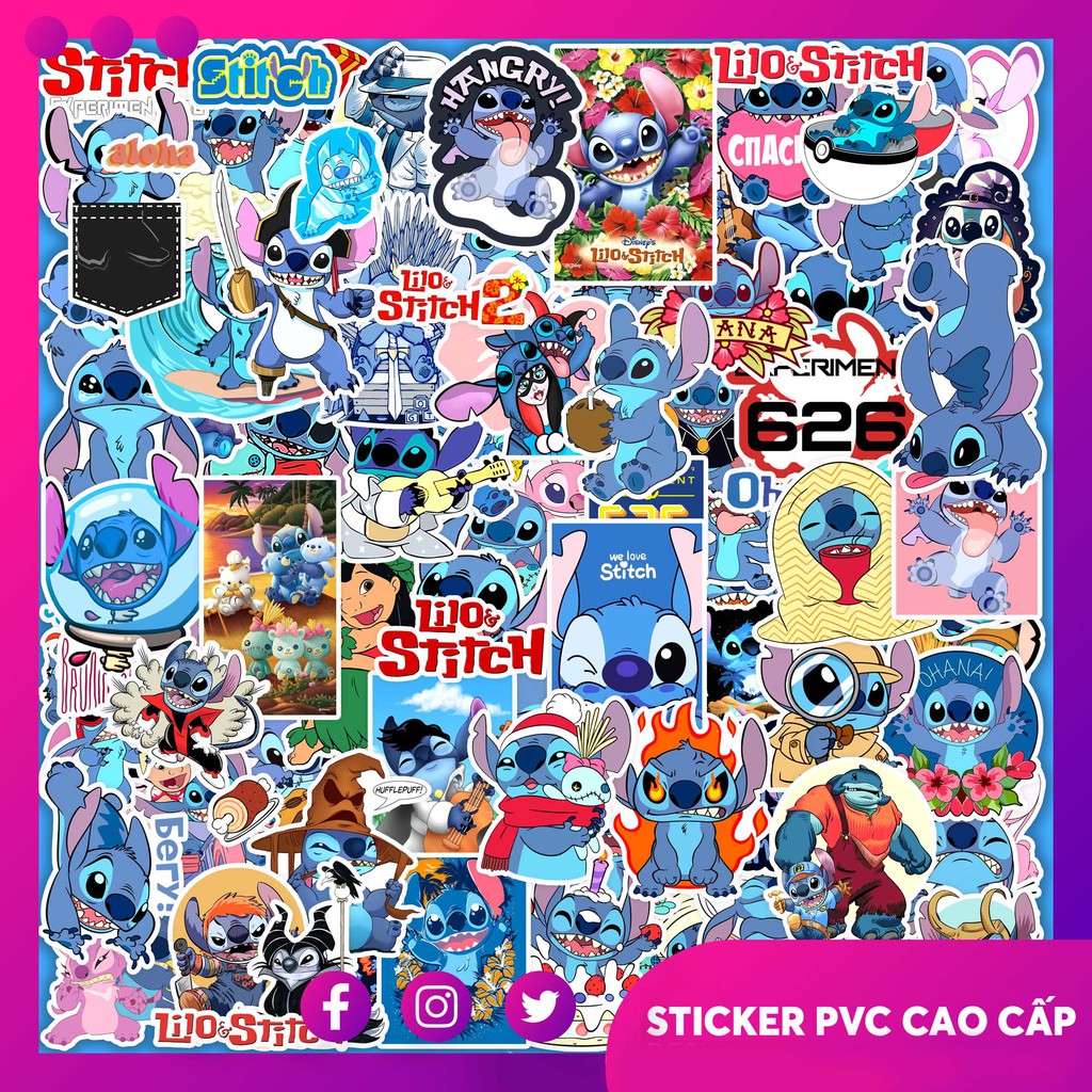 [ Xưởng Sản Xuất ] Sticker chủ Đề Stitch | Sticker Dán Nón Bảo Hiểm