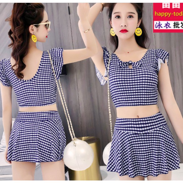 CÓ SẴN Set bikini kẻ caro dáng váy cực xinh | BigBuy360 - bigbuy360.vn