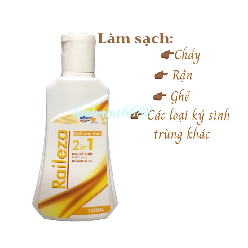 Dầu tắm gội loại bỏ chấy (chí) và ký sinh trùng Raileza (dùng được cả cho thú cưng)