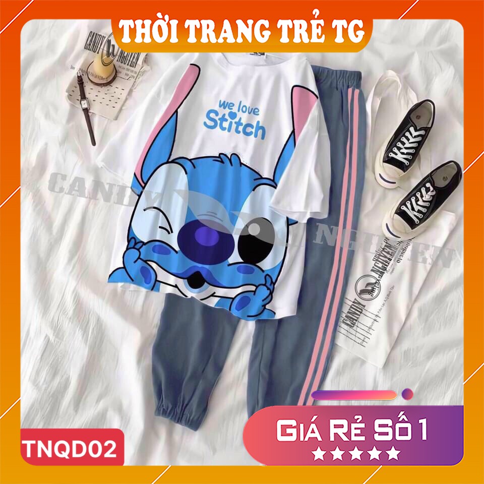 Đồ bộ hoạt hình 💕𝑭𝒓𝒆𝒆𝒔𝒉𝒊𝒑💕 Set đồ nữ TNQD01 Tiểu KL Set bộ Quần JOGGER+ ÁO cartoon 3D Cute Form Rộng Cực Thoáng Mát