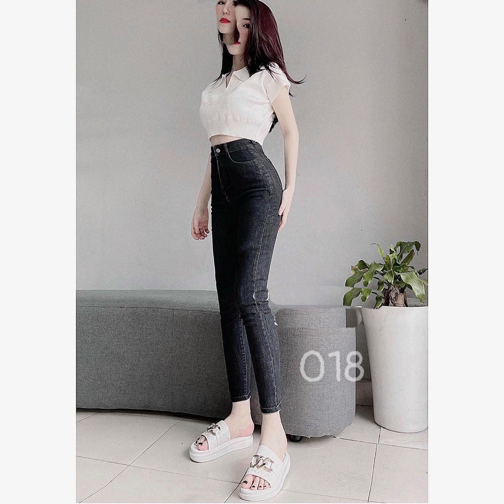 QUẦN SKINNY JEANS GIÃN DÀI NỮ LƯNG CAO MÀU XÁM ĐẬM LAI CUỐN CO GIÃN THOẢI MÁI CAO CẤP NITIQC HOT HIT