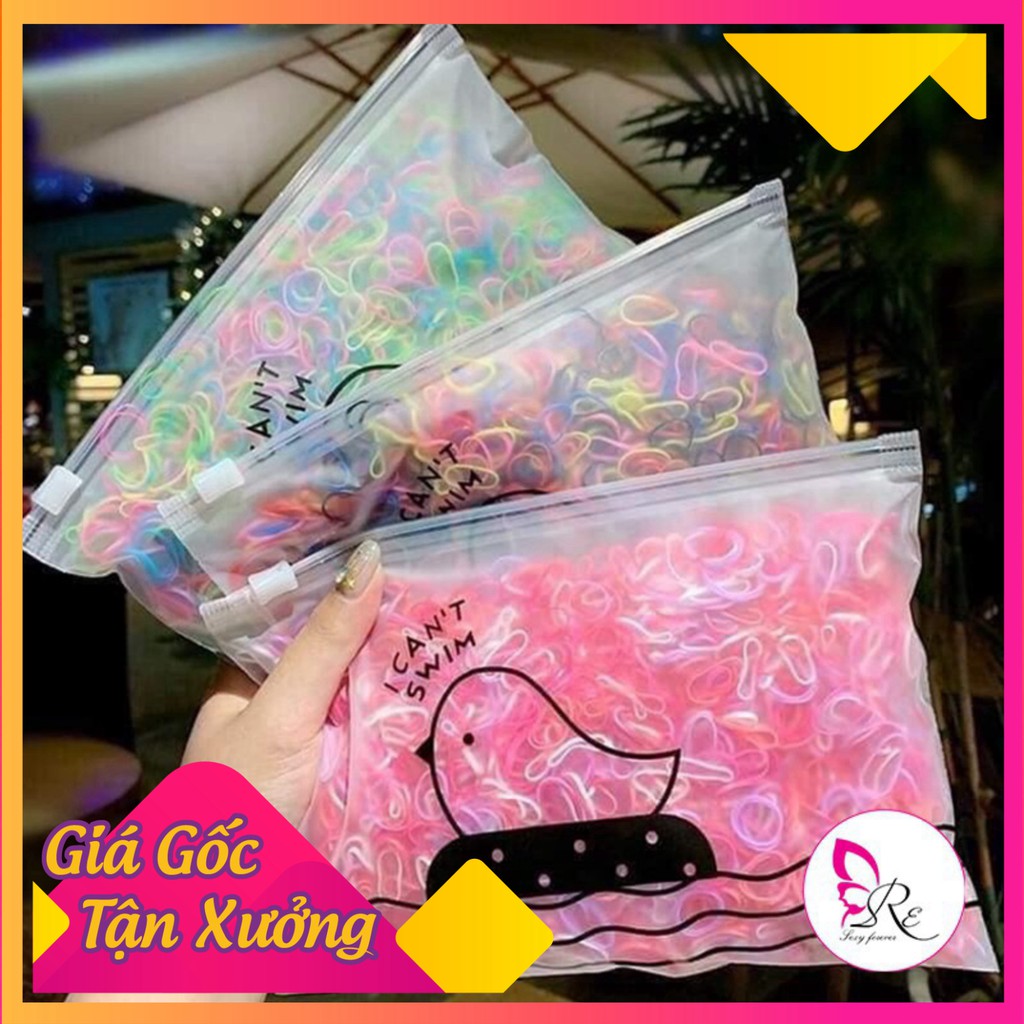 GIÁ SỈ🌸 Phụ Kiện ❤️FREESHIP 50K❤️ Set 1000 Sợi Dây Chun Cột Tóc Cho Bé Yêu Có Túi Zip Đựng Siêu Xinh