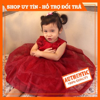 [HÀNG HOT MỚI VỀ] Váy công chúa 💖FREE SHIP 💖Đầm Cho Bé Dáng Xòe Viền Voan, Màu Đỏ Đô, Size Từ 1-5T PCR062