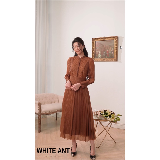 Chân Váy Xếp Ly Thủ Công Nữ WHITE ANT AIRPO SKIRT Chất Liệu Lưới Silk Tulle Japan Mềm Nhẹ, Thoáng Mát 110100029