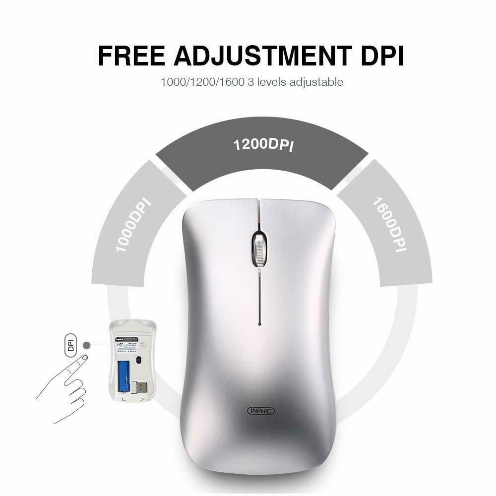 Chuột không dây Bluetooth Inphic PM9 - pin sạc chống ồn cho máy tính - Hàng Chính Hãng