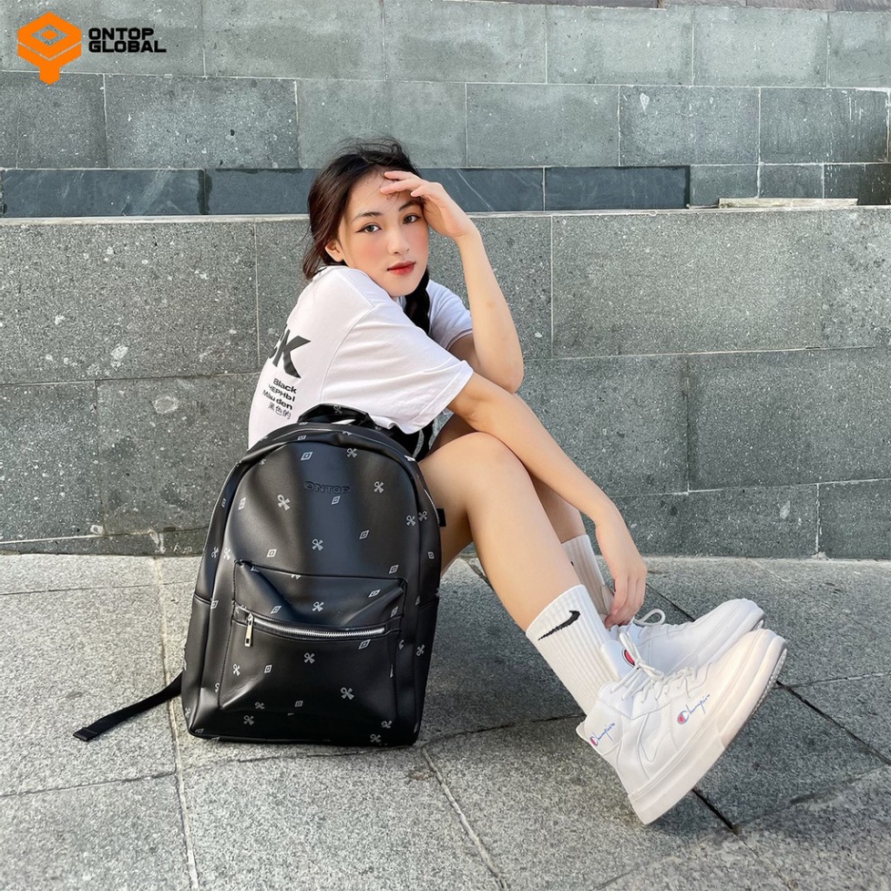 Balo nam đi học thời trang màu đen Local Brand ONTOP - Level - Hàng nhập khẩu