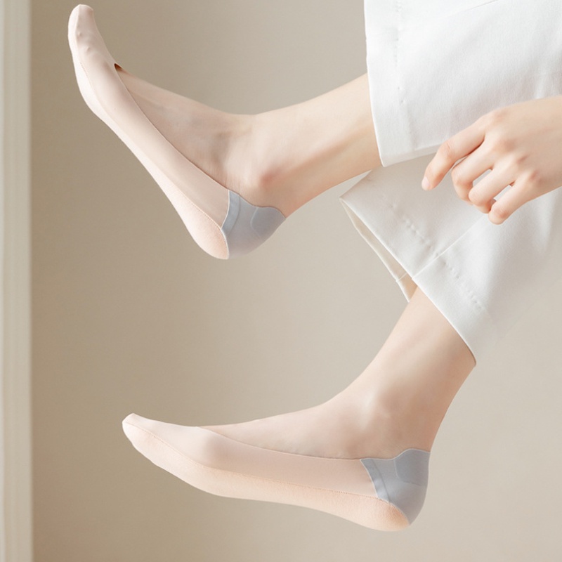Vớ Thuyền Bằng Lụa Lạnh Mỏng Nhẹ Chống Trượt Thời Trang Dành Cho Nữ