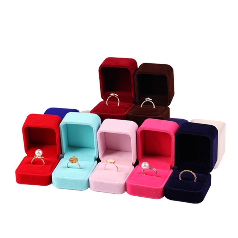 Hộp nhung Đựng Nhẫn Cưới/ Đồ Trang Sức Bằng Vải Nhung  Sang Trọng _luckyjew