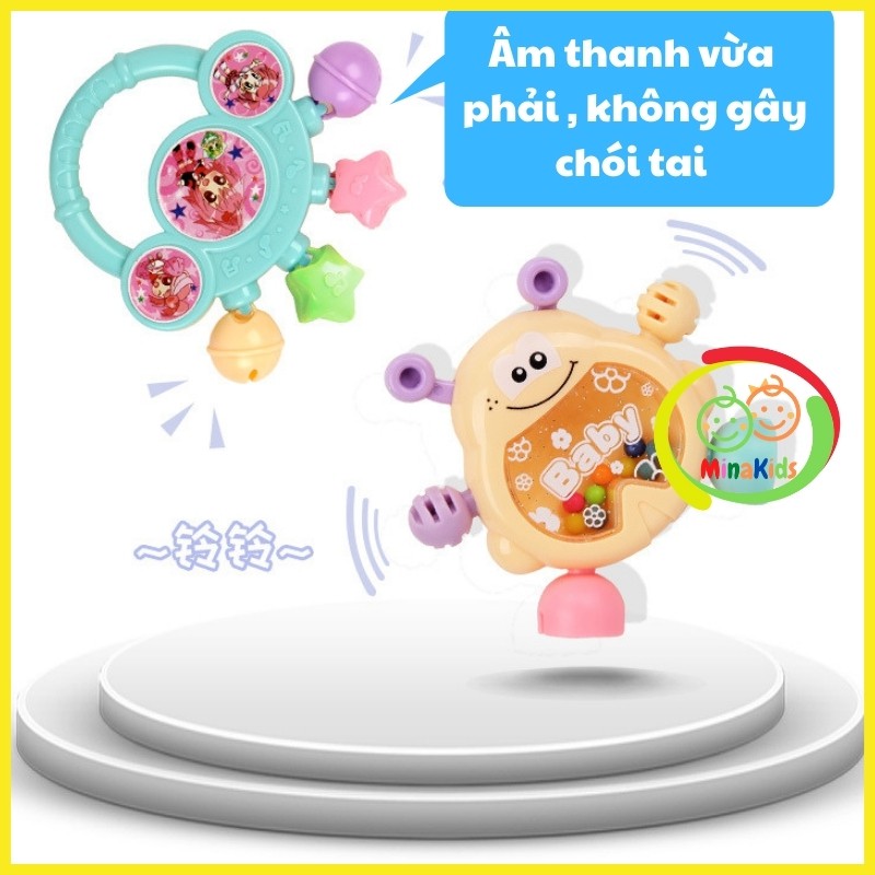 Bộ Đồ Chơi Xúc Xắc Cho Bé Sơ Sinh 7 Món Lục Lạc Gặm Nướu Cầm Tay Nhựa An Toàn Minakids XX20