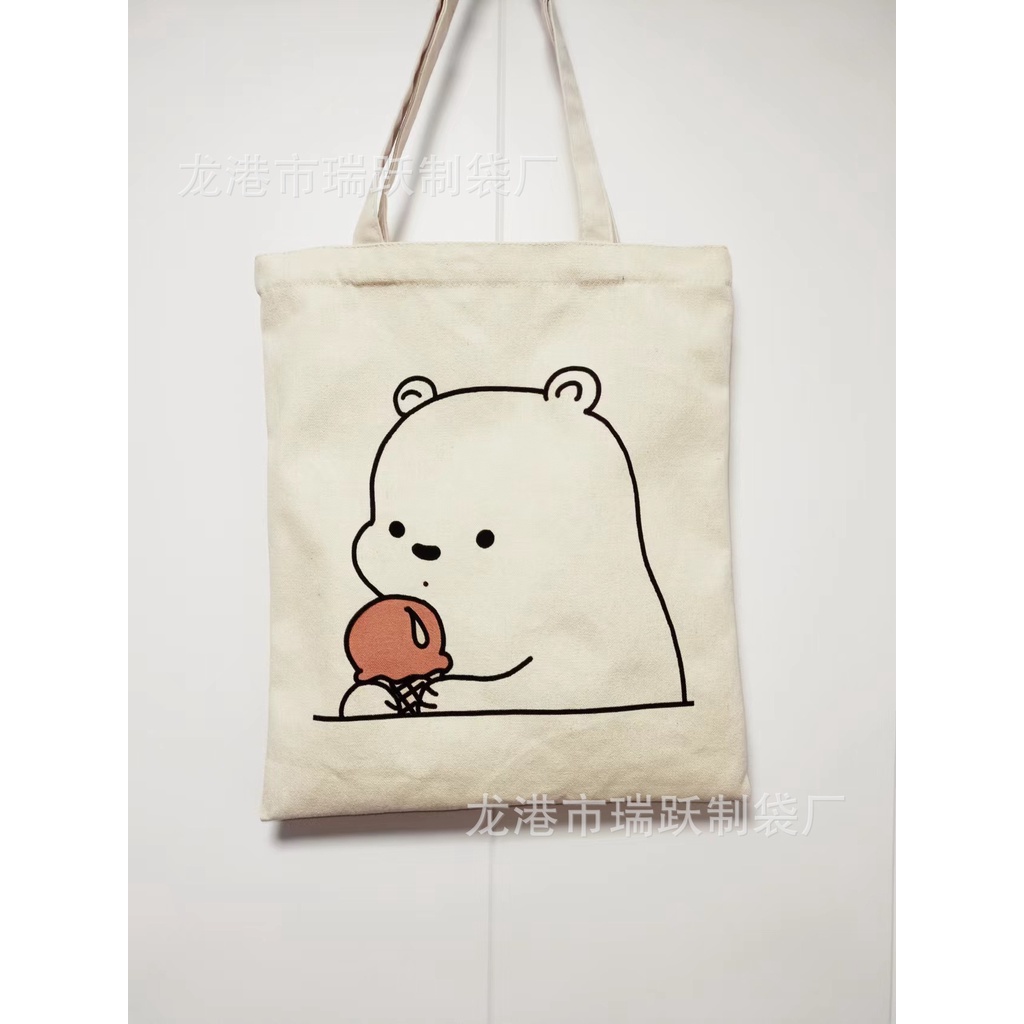 Túi Tote, Túi Vải Canvas  Đựng Vừa Giấy A4 Họa Tiết Dễ Thương Phong cách Trẻ Trung, Tinh Tế
