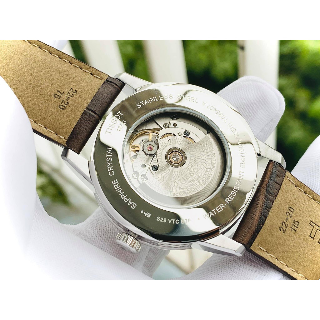 Đồng hồ Nam Tissot 1853 cơ tự động Powermatic 80, dây da cao cấp, kính shapphire T086.407.16.031.00