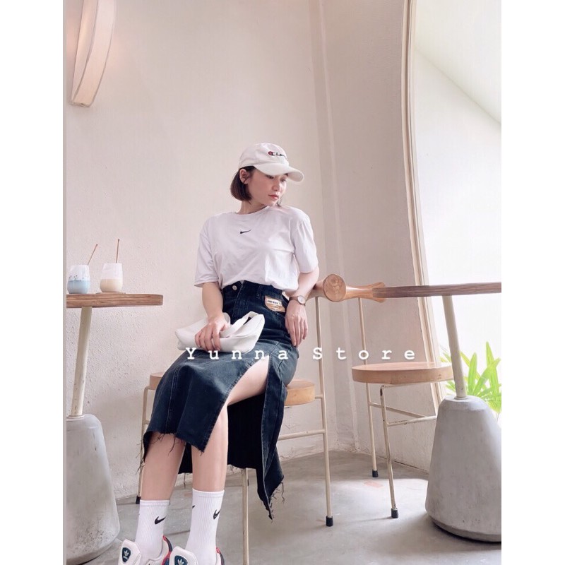 chân váy jean xẻ tà