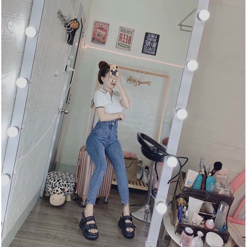 Quần jeans 2 nút túi nhỏ ôm body lưng siêu cao K04- JZ0T