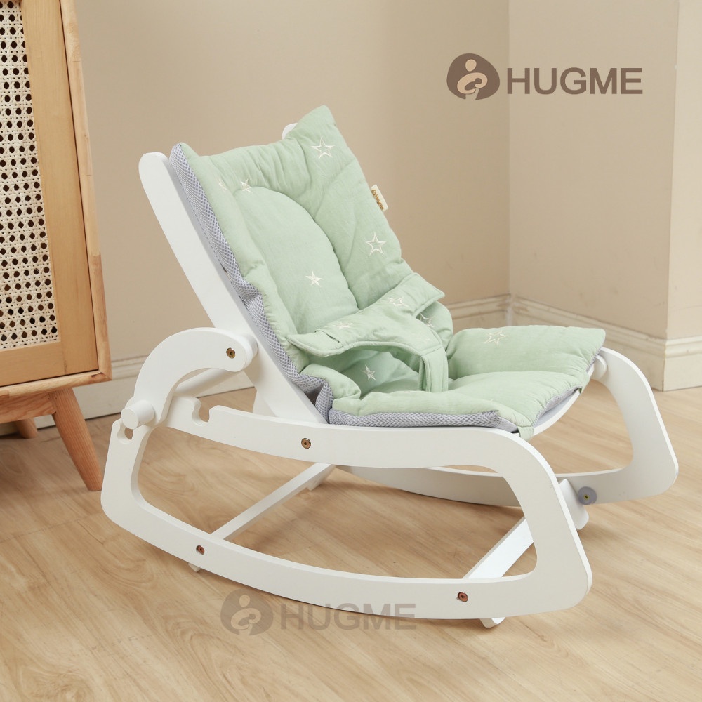 Ghế Bập Bênh Chân Gỗ Đa Năng Rocking Chair Hugme Cho Bé 2022 - Ghế Nằm Cho Bé Chất Liệu Đệm Điều Hòa 4 Mùa Thoáng Mát