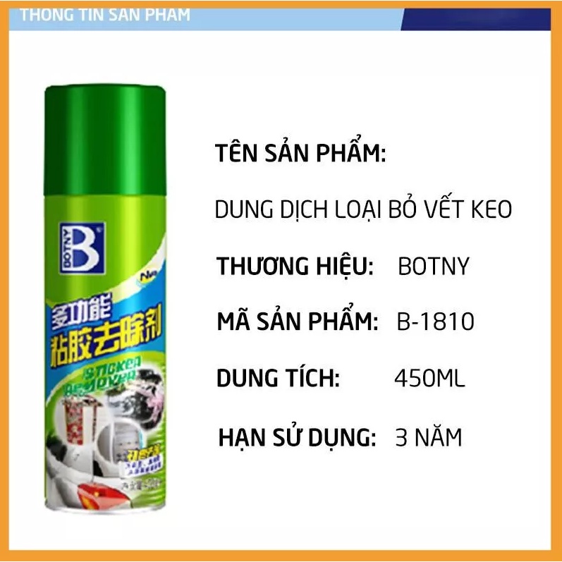 Xịt tẩy băng dính nhựa đường BOTNY 450ml