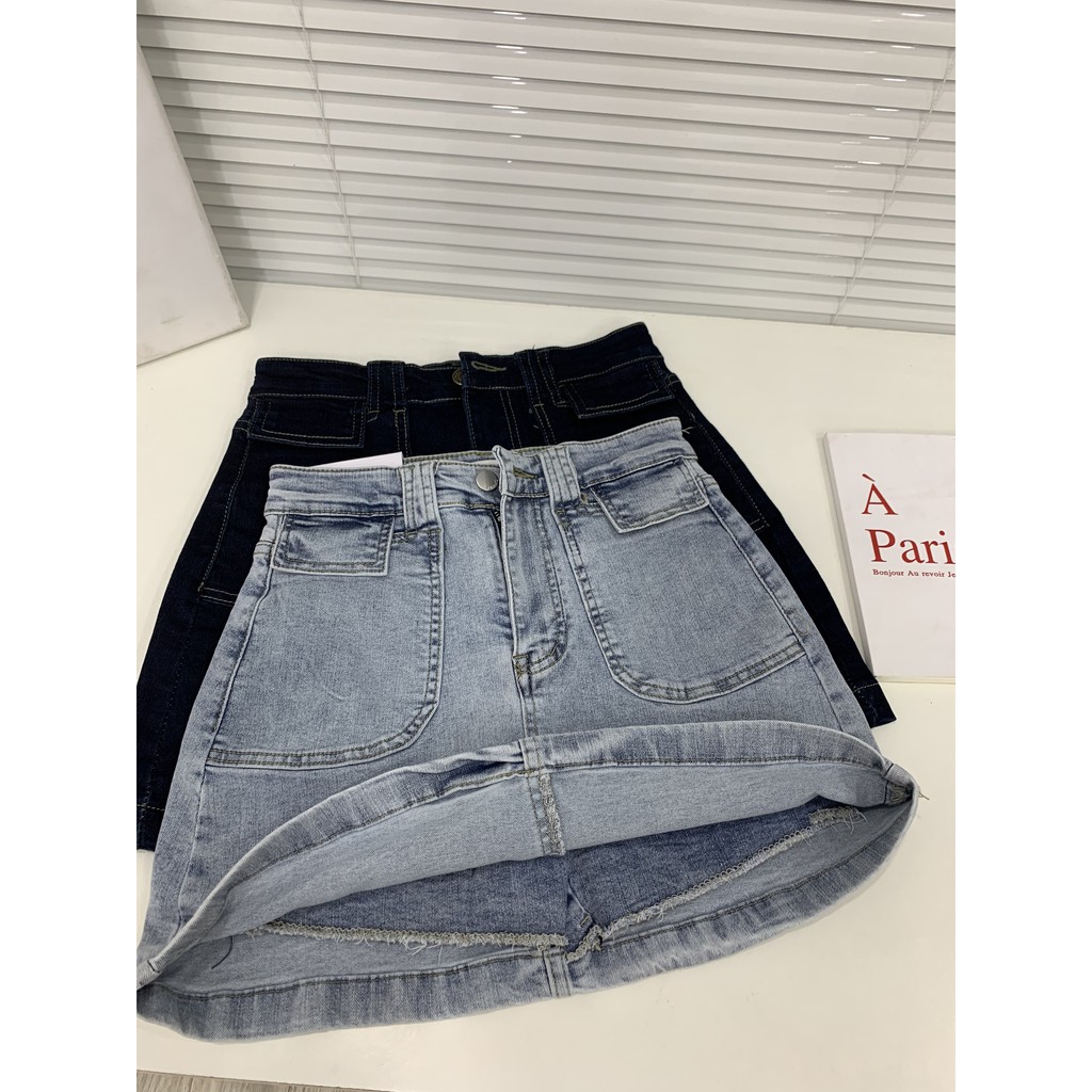 CV133 - 	CHÂN VÁY JEANS  CHỈ NỔI 2 TÚI TRƯỚC9916 | BigBuy360 - bigbuy360.vn