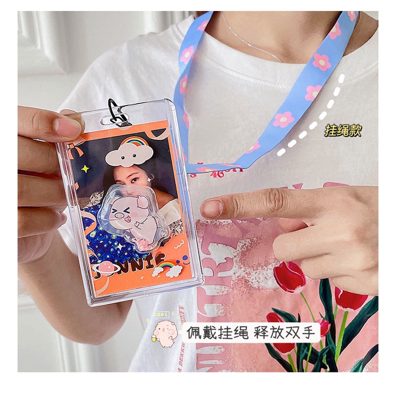 Dây đeo thẻ học sinh sinh viên nhân viên văn phòng card bo góc ảnh cá nhân kèm bao đựng thẻ đáng yêu