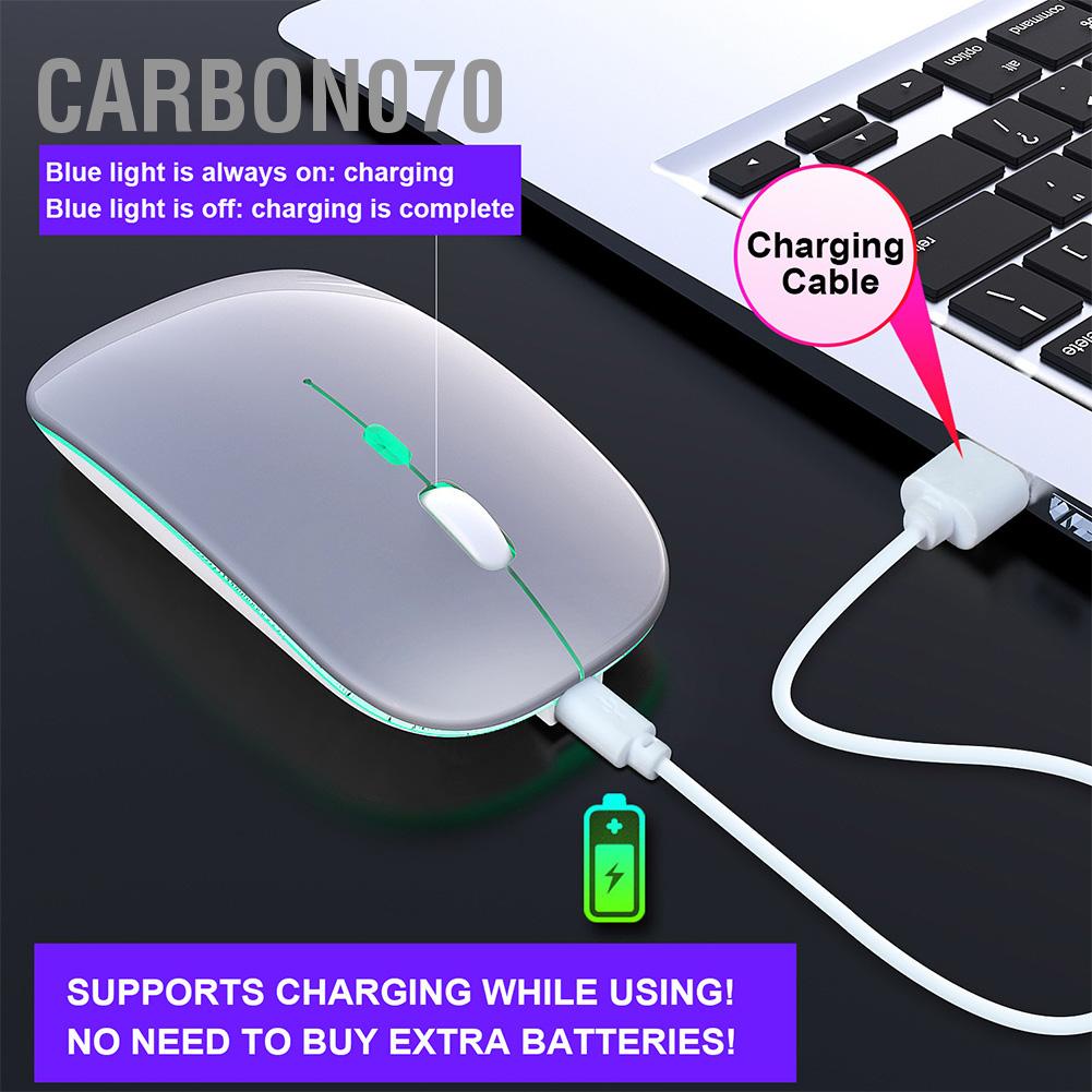 Carbon070 HXSJ Wireless Mouse Rechargeable for Windows/XP/Vista/Me 2.4G Colorful Light Office Supply M40