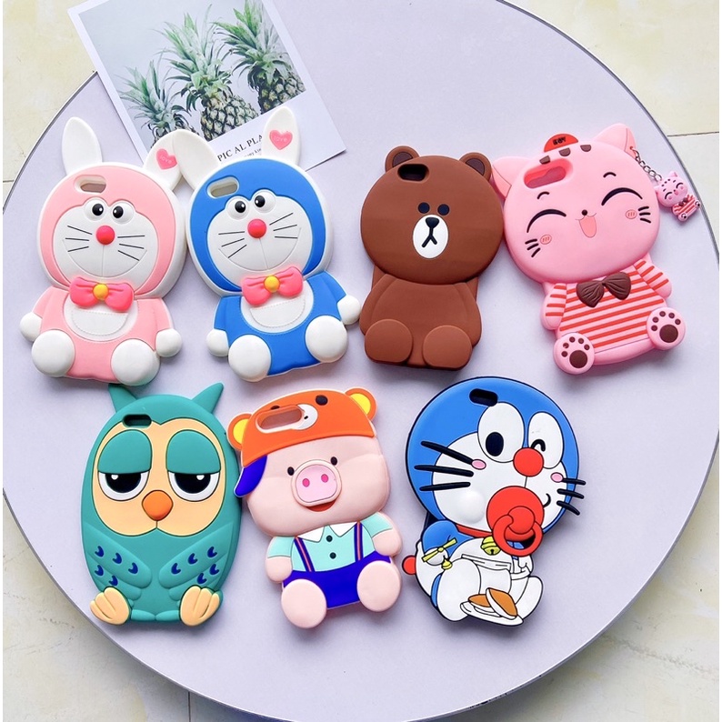Ốp lưng iphone 6pl/6spl silicon hình thú cú mèo, doraemon, gấu brow, mèo kitty