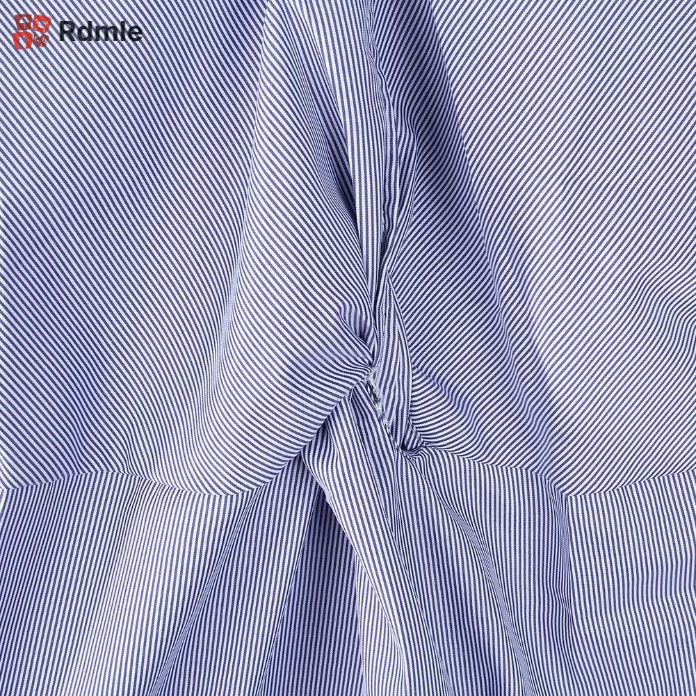 Đầm Sơ Mi Tay Lửng Cài Nút Họa Tiết Kẻ Sọc Thời Trang Xuân Hè Phong Cách Hàn Quốc Cho Nữ