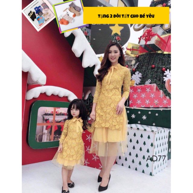set áo dài thiết kế cho mẹ và bésiêu dễ thương 💝