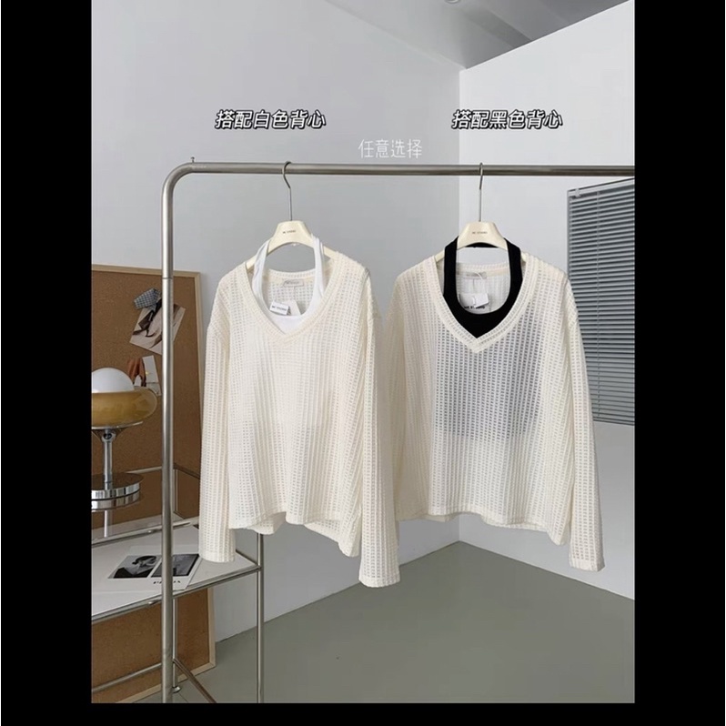 SET ÁO THUN LỖ MIX ÁO YẾM DÀI TAY style Ulzzang