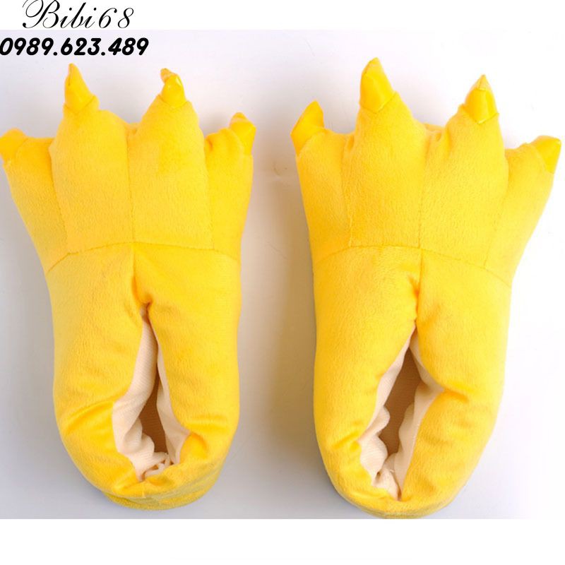 Giày Dép bông bộ Đồ thú khủng long xanh liền thân lông mịn Pijama dáng Động Vật Hoạt Hình Cosplay
