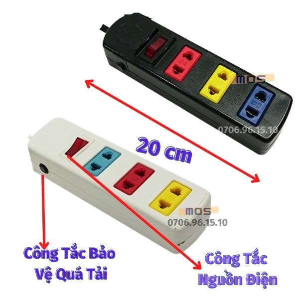 Ổ cắm điện 2 chấu Lioa ⚡⚡1 đổi 1⚡⚡ có công tắc bảo vệ quá tải kéo dài 3 mét/5 mét Mos Shop
