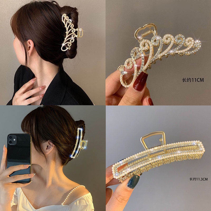 Kẹp Tóc Kim Loại Đính Đá Phong Cách Hàn Quốc Cho Nữ