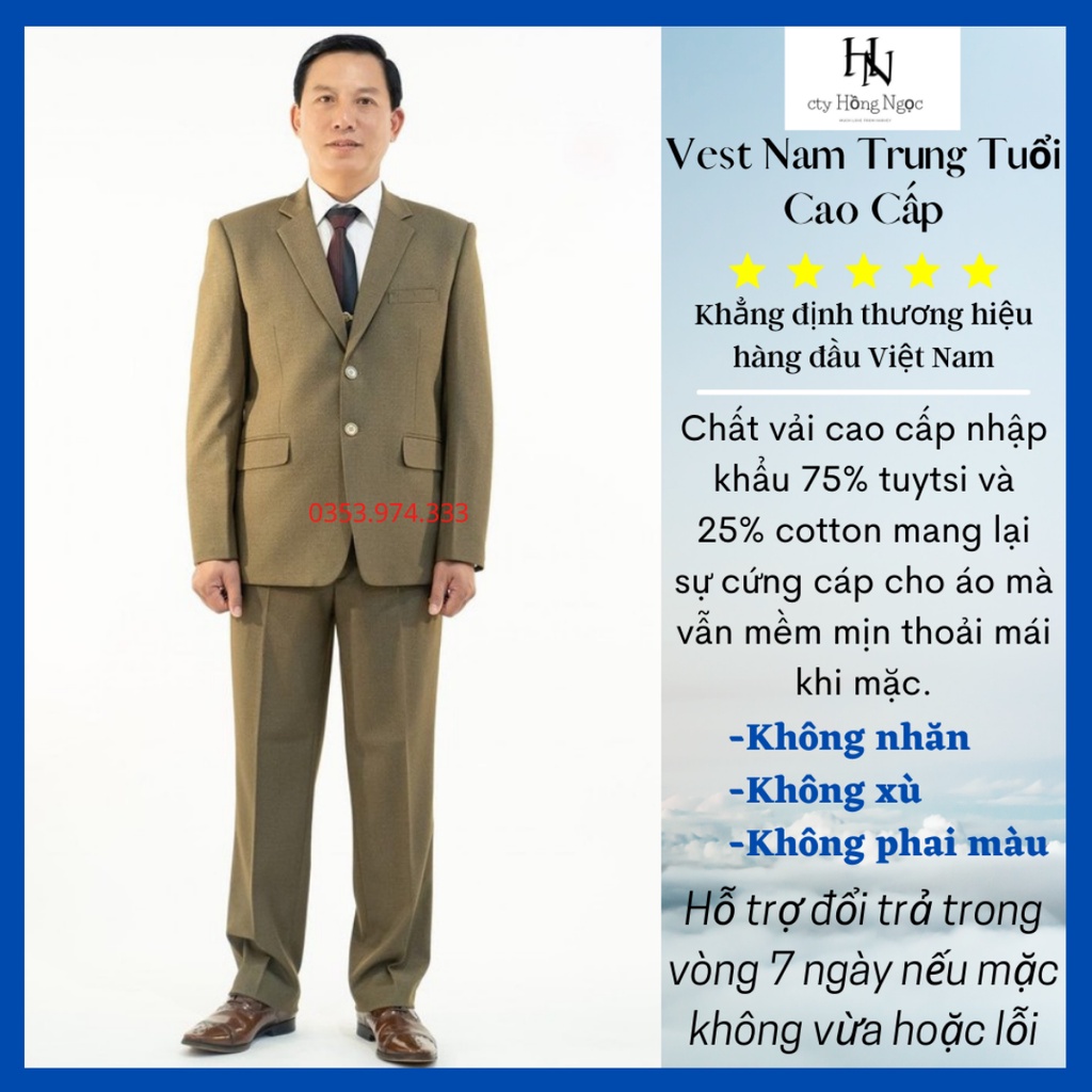 Áo vest trung niên, Vest nam trung niên cao cấp chất liệu cao cấp không nhăn không nhàu