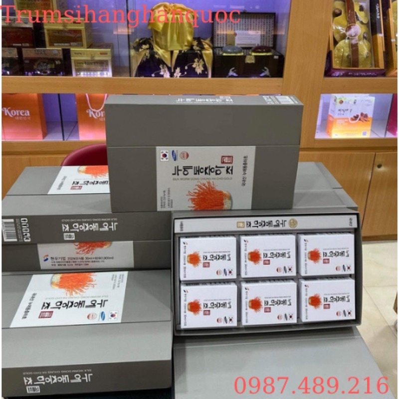 [ Hàng Chuẩn ] Nước Đông Trùng Hạ Thảo Silk Worm Dong Chung Hacho Gold Hàn Quốc, Hộp Giấy Nâu 60 Gói * 30ml, Bồi Bổ Phổi