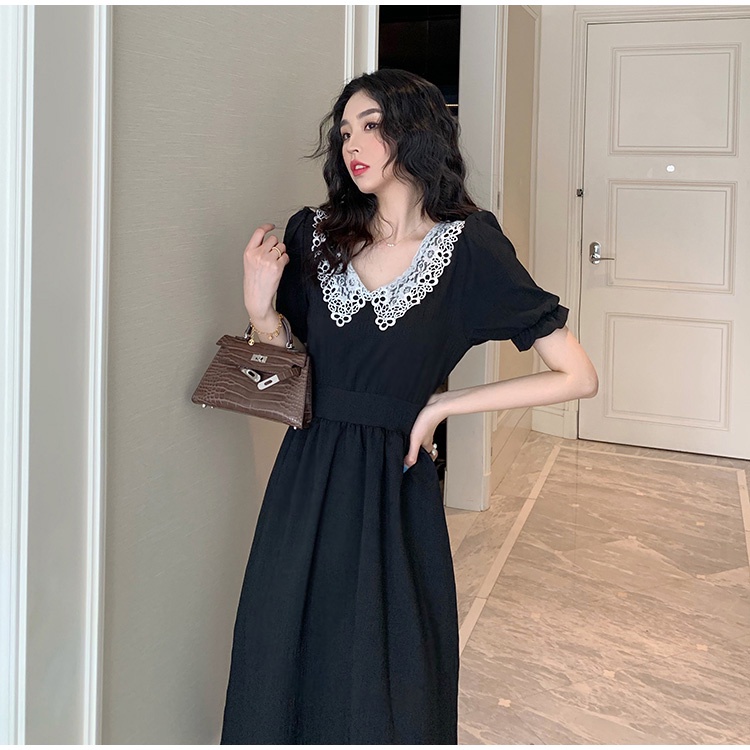 Đầm Tay Phồng Ôm Eo Thời Trang Retro Cá Tính Cho Nữ