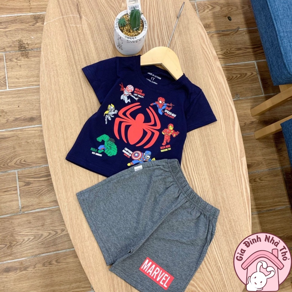 5 mẫu - Set bộ cotton siêu nhân áo thun quần đùi thể thao cá tính cho bé trai ở nhà đi chơi đi học