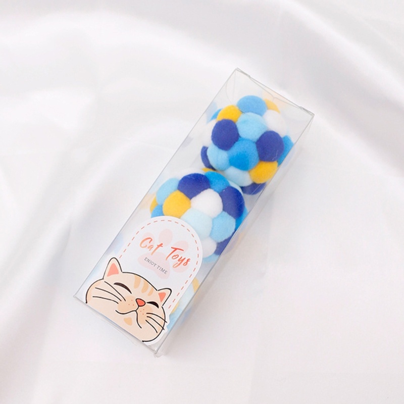 Set 3 Quả Bóng Lông Nhung Mềm Mại Nhiều Màu Sắc Có Chuông Đồ Chơi Cho Mèo