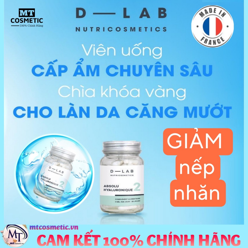 Combo Dlab cấp ẩm mờ thâm nám  - Viên HA Absolu Hyaluronique - Viên trắng da COMPLEXE PEAU LUMINEUSE