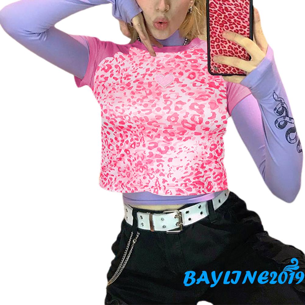 Áo Thun Ngắn Tay Họa Tiết Da Báo Cho Nữ