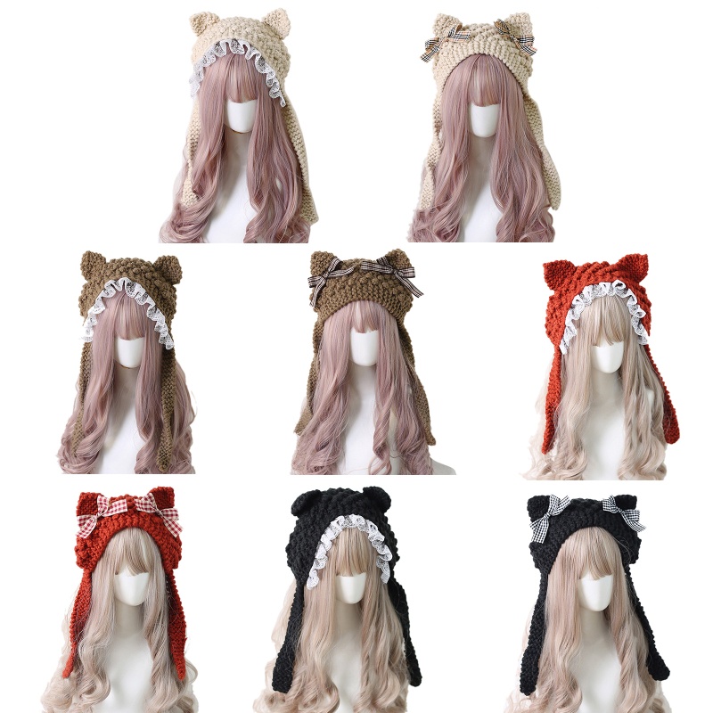 Mũ beanie dệt kim hoạ tiết hoạt hình đáng yêu xinh xắn 10MK